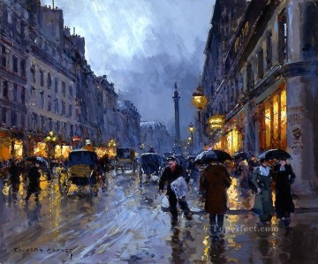 EC rue de la paix rain Parisian Oil Paintings